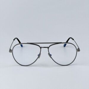 Tom Ford Men BRAND NEW Eyeglasses Gunmetal Clear Blue Light Block Round FT5800
